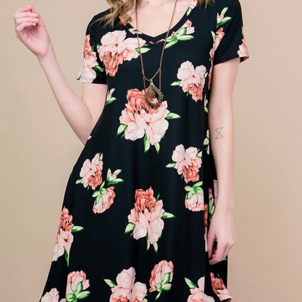 Ultra soft black floral dress